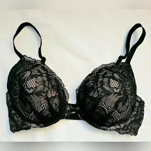 Victoria’s Secret Black Lace bustier adjustable strap  padded 34D - Picture 1 of 8